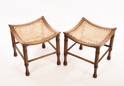 Lot 77 - A pair of beech Thebes stools, probably...