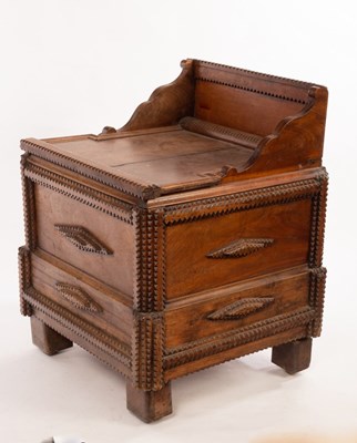 Lot 83 - A late 19th Century Tramp/Folk Art oak chest...
