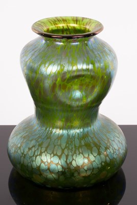 Lot 101 - Loetz (Austrian) a green Papillon glass vase,...