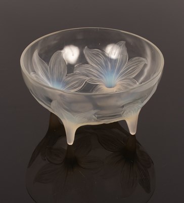 Lot 102 - A Lalique Lys bowl, opalescent glass with...