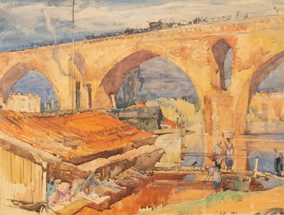 Lot 385 - Sir Frank Brangwyn RA (1867-1956)/Le Pont des...