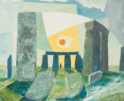 Lot 386 - 20th Century School/Stonehenge/initialled...