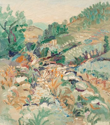 Lot 400 - Fred Yates (1922-2008)/Landscape/oil on board,...