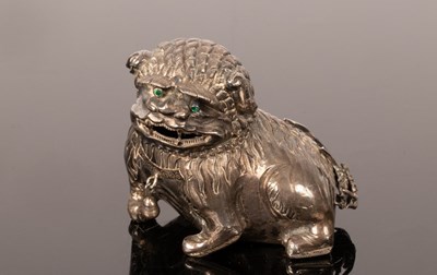 Lot 516 - A Chinese silver foo dog, 19th/20th Century,...