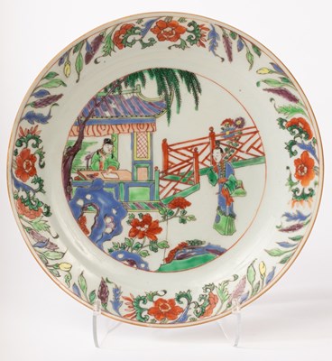 Lot 574 - A Chinese famille vert plate, Kangxi,...