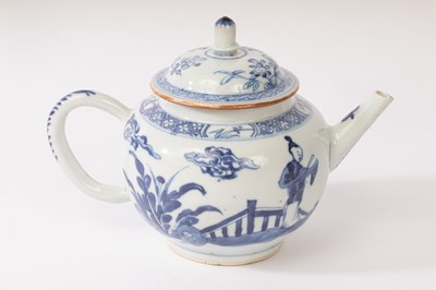 Lot 580 - A Chinese blue and white porcelain teapot,...