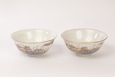 Lot 588 - A pair of Chinese famille rose porcelain bowls,...