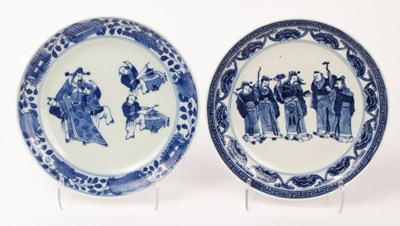 Lot 589 - Two Chinese blue and white porcelain plates,...