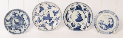 Lot 591 - Four Chinese blue and white porcelain saucers,...