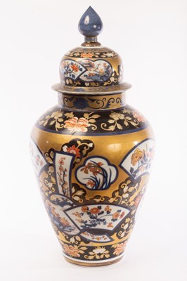 Lot 597 - A large Japanese Imari jar and cover, circa...