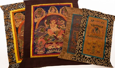 Lot 607 - Four Tibetan Buddhisam Tangka, 19th/20th...