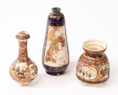 Lot 614 - A Japanese Satsuma pottery vases, 19th Century,...