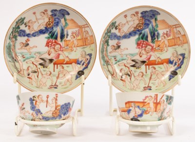 Lot 619 - Two sets of Chinese export famille rose...