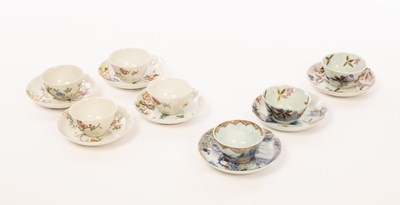 Lot 636 - Seven Chinese export tea bowls and saucers,...