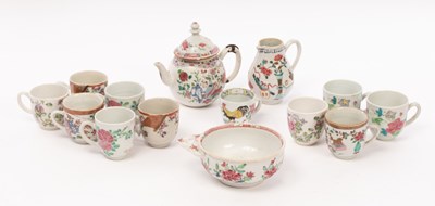 Lot 642 - A Chinese export famille rose globular teapot...