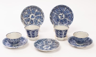 Lot 652 - Two blue and white teabowls and two teals and...