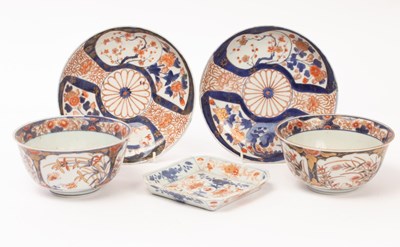 Lot 659 - A pair of Japanese Imari bowls and matching...