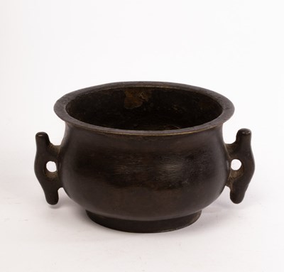 Lot 668 - A Chinese bronze scholar's incense burner,...