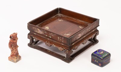 Lot 682 - A Chinese square double height mahogany tray,...