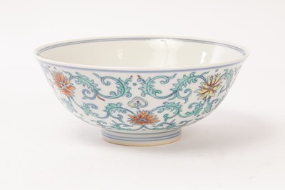 Lot 701 - A Chinese porcelain bowl, 20th Century, Doucai,...