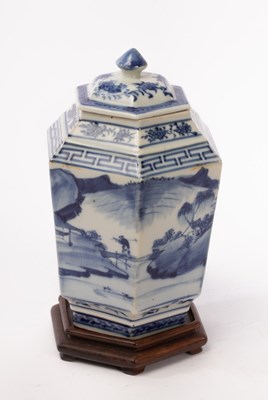 Lot 736 - A Chinese hexagonal blue and white porcelain...