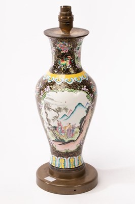 Lot 747 - A Chinese baluster-shaped enamelled brass vase,...