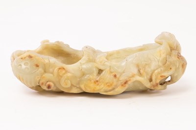 Lot 762 - A Chinese celadon jade water vessel carved in...