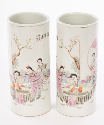 Lot 771 - A pair of mirror image Chinese famille rose...