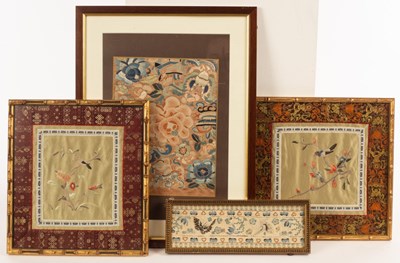 Lot 776 - Four Chinese embroidered pictures, 19th/20th...