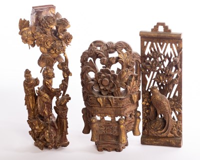 Lot 779 - Three Chinese wood carvings, 19th/20th Century,...