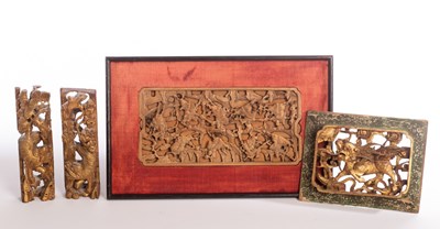 Lot 781 - Four Chinese wood carvings, 19/20th Century,...