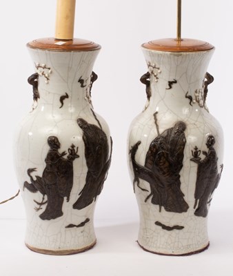 Lot 793 - A pair of Chinese Ge-type porcelain vases,...