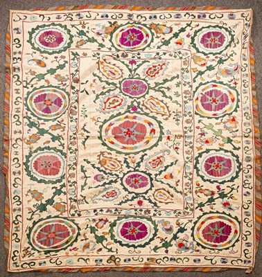 Lot 853 - A Suzani, Uzbekistan, early 20th Century, the...