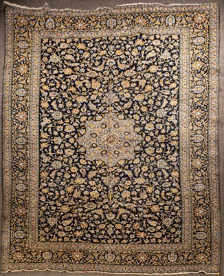 Lot 914 - A Kashan carpet, central Persia, indigo field...