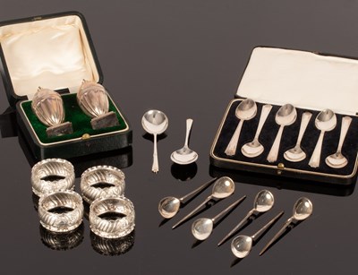 Lot 34 - A collection of silver teaspoons and other silver