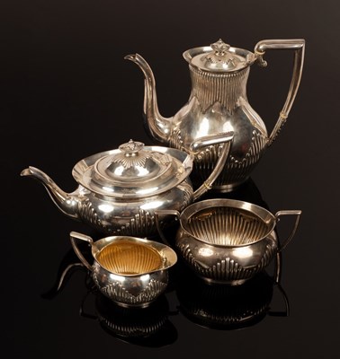 Lot 45 - A four-piece silver tea and coffee service, BB,...