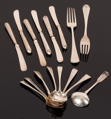 Lot 56 - Various silver spoons, forks and other...
