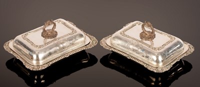 Lot 80 - A pair of George III silver entrée dishes and...