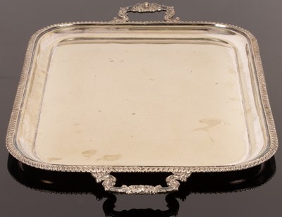 Lot 123 - A plated two-handled tray with gadroon border,...