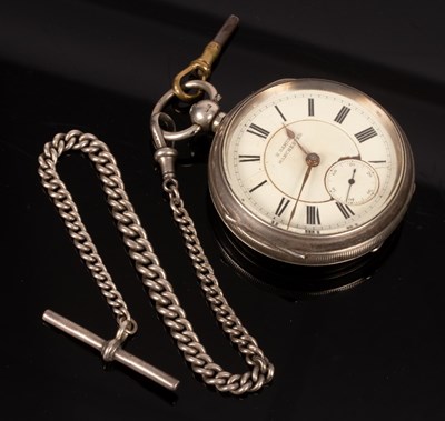 Lot 141 - A silver cased open faced pocket watch, H...