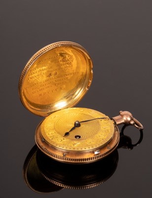 Lot 145 - An 18ct gold cased hunter pocket watch, circa...