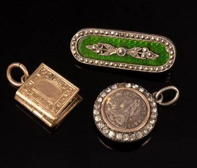 Lot 172 - An enamel and marcasite brooch, the reverse...