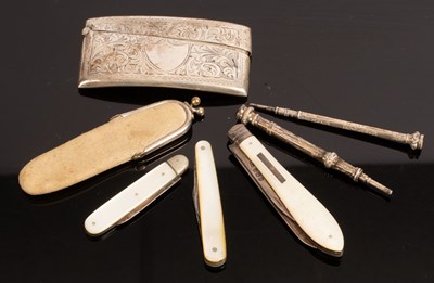 Lot 217 - A Victorian silver bladed folding fruit knife,...