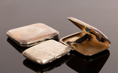 Lot 224 - Three silver cigarette cases, various,...