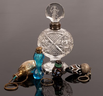 Lot 389 - Two Venetian glass scent bottles, a cut glass...