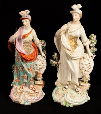 Lot 391 - Two Derby porcelain figures of Minerva, the...