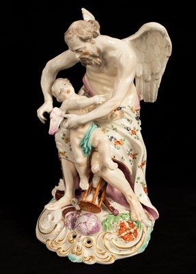 Lot 392 - A Derby porcelain group depicting Time...