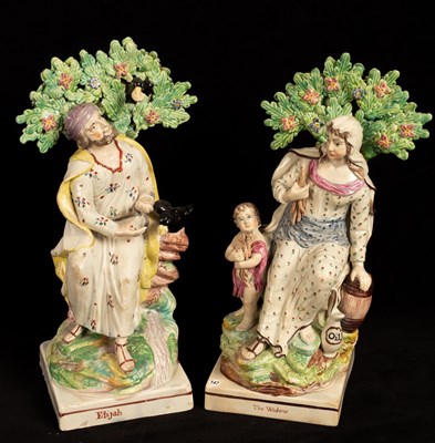 Lot 398 - Two Staffordshire pearlware figures 'Elijah'...