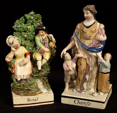 Lot 402 - Two Staffordshire pearlware figure groups...