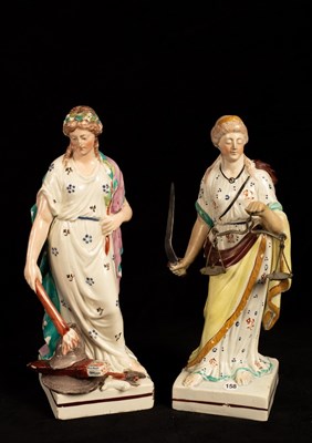 Lot 409 - Two pearlware figures emblematic of Peace and...